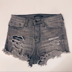 Flying Monkey Distressed Grey Denim Shorts